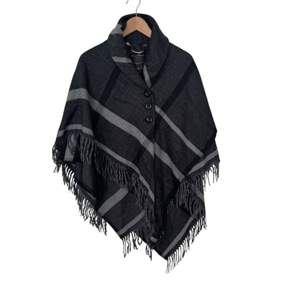 Layered Poncho Button Cape Coat Tierra Bendita Winter Wear OS 100% Acrylic Cozy - Picture 1 of 9